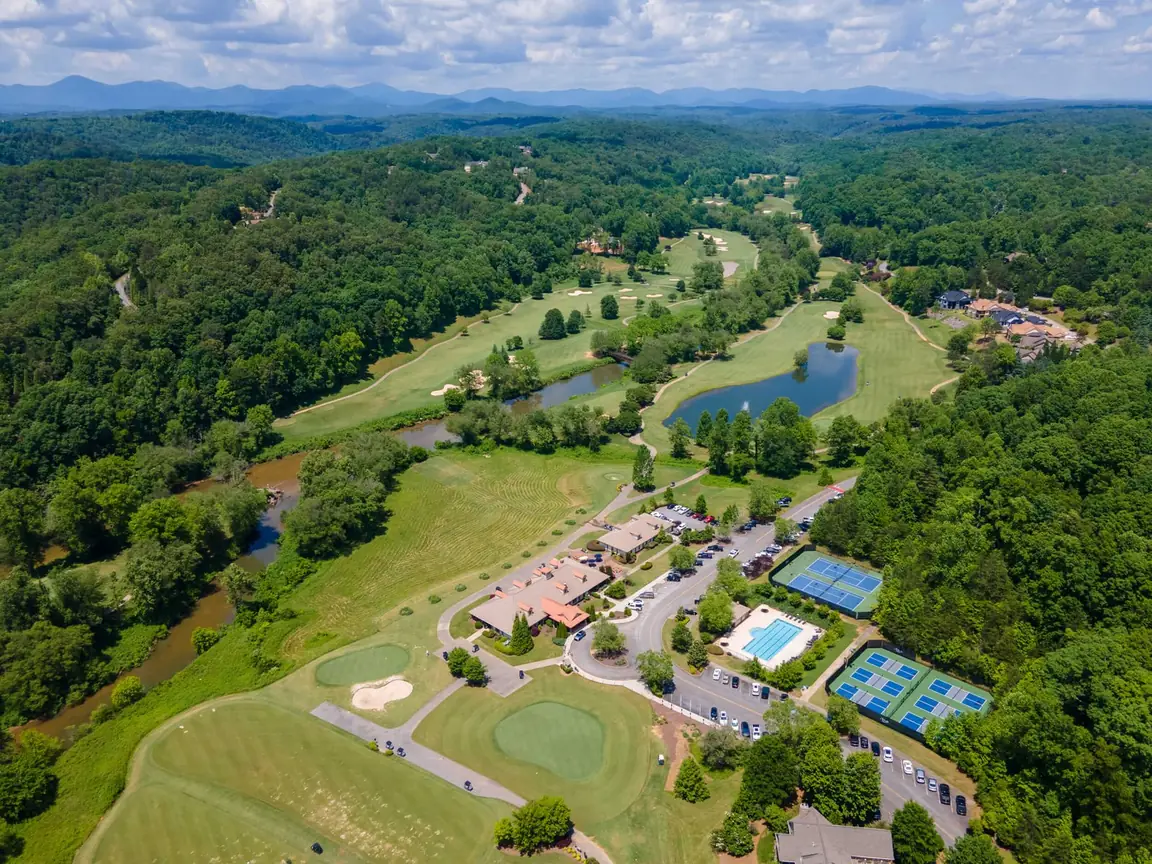 Achasta Golf Course aerial view of the driving range and club house